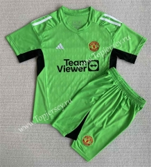 2023-2024 Manchester United Goalkeeper Green Soccer Uniform-AY