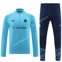2023-2024 Olympique de Marseille Blue Thailand Soccer Tracksuit-4627