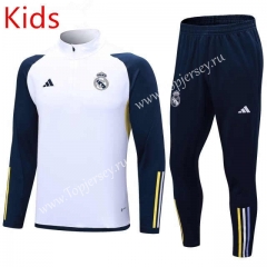 2023-2024 Real Madrid White Kids/Youth Soccer Tracksuit-411