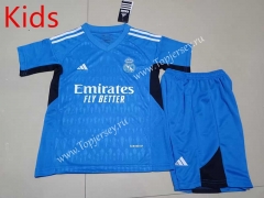 2023-2024 Real Madrid Goalkeeper Blue Kids/Youth Soccer Uniform-507