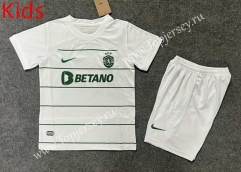 2023-2024 Sporting Clube de Portugal Away White Kid/Youth Soccer Uniform-6748