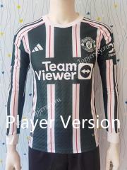 Player Version 2023-2024 Manchester United Away White&Green LS Thailand Soccer jersey AAA-807