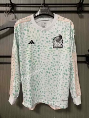 (S-3XL) 2023-2024 Mexico Away White LS Thailand Soccer Jersey AAA-422