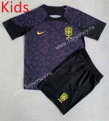 2023-2024 Brazil Goalkeeper Black Kid/Youth Soccer Uniform-AY
