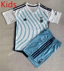2023-2024 Nottingham Forest Away White&Blue Youth/Kids Soccer Uniform-AY