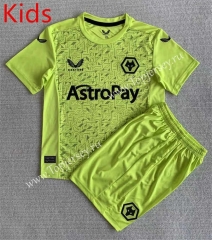 2023-2024 Wolverhampton Wanderers Goalkeeper Green Kid/Youth Soccer Uniform-AY