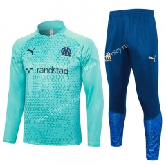 2023-2024 Olympique de Marseille Larker Blue Thailand Soccer Tracksuit-815