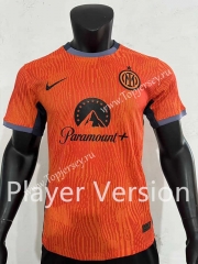 Player Version With Sponsor 2023-2024 Inter Milan 2nd Away Orange Thailand Soccer Jersey AAA-SJ