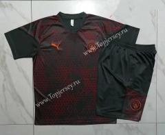 2023-2024 Manchester City Black Short-sleeved Thailand Soccer Tracksuit Uniform-815