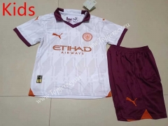 2023-2024 Manchester City Away White Kid/Youth Soccer Uniform-507
