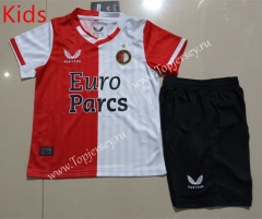 2023-2024 Feyenoord Rotterdam Home Red&White Kids/Youth Soccer Uniform-507