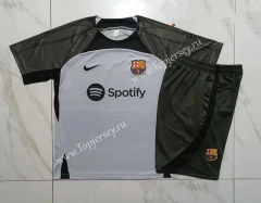 2023-2024 Barcelona Light Gray Short-sleeved Thailand Soccer Tracksuit-815