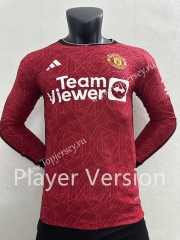 Player Version 2023-2024 Manchester United Home Red LS Thailand Soccer jersey AAA-2016