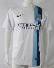 Retro Version 13-14 Manchester City 2nd Away White LS Thailand Soccer Jersey AAA-503