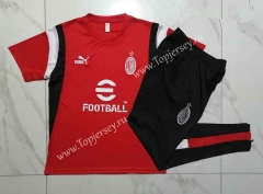 2023-2024 AC Milan Red Short-sleeved Thailand Soccer Tracksuit-815