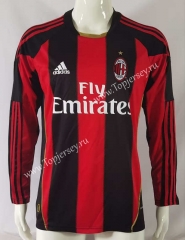Retro Version 10-11 AC Milan Home Red&Black LS Thailand Soccer Jersey AAA-503