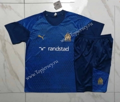 2023-2024 Olympique de Marseille Royal Blue Short-sleeved Thailand Soccer Tracksuit-815
