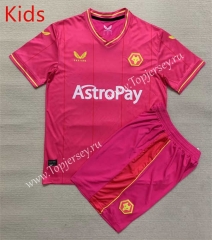 2023-2024 Wolverhampton Wanderers Goalkeeper Pink Kid/Youth Soccer Uniform-AY