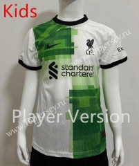 Player Version 2023-2024 Liverpool Away White&Green Kids/Youth Soccer Jersey-SJ