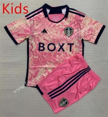 2023-2024 Leeds United 2nd Away Pink Kids/Youth Soccer Uniform-AY