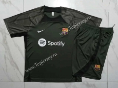 2023-2024 Barcelona Dark Green Short-sleeved Thailand Soccer Tracksuit-815