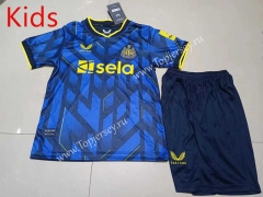 2023-2024 Newcastle United 2nd Away Blue&Black Kids/Youth Soccer Uniform-507