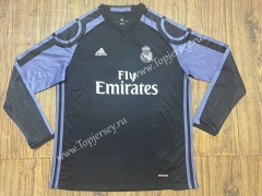 Retro Version 16-17 Real Madrid 2nd Away Black LS Thailand Soccer Jersey AAA-SL