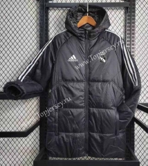 2023-2024 Real Madrid Black Cotton Coat With Hat-GDP