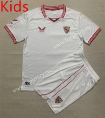 2023-2024 Sevilla Home White Youth/Kids Soccer Uniform-AY