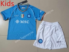 Without Patch 2023-2024 Napoli Home Blue Kids/Youth Soccer Uniform-507