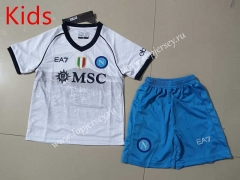 Without patch 2023-2024 Napoli Away White Kids/Youth Soccer Uniform-507