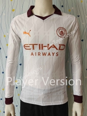 Player Version 2023-2024 Manchester City Away White LS Thailand Soccer Jersey AAA-807