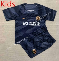 2023-2024 Chelsea Goalkeeper Black Kid/Youth Soccer Uniform-AY