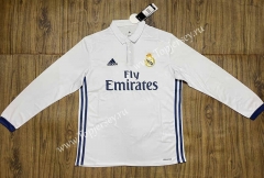Retro Version 16-17 Real Madrid Home White LS Thailand Soccer Jersey AAA-SL
