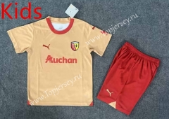2023-2024 Champion Version RC Lens Home Yellow Kids/Youth Soccer Uniform-6748