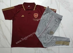 2023-2024 Arsenal Maroon Thailand Polo Uniform-815