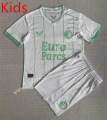 2023-2024 Feyenoord Rotterdam 2nd Away White Kids/Youth Soccer Uniform-AY