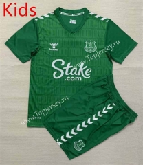 2023-2024 Everton Goalkeeper Green Kids/Youth Soccer Uniform-0299