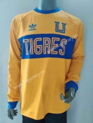 (S-3XL) Retro Version Tigres UANL Home Yellow LS Thailand Soccer Jersey AAA-912