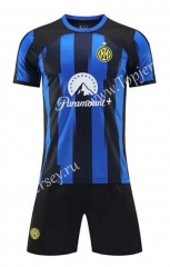 ( Without Brand Logo ) 2023-2024 Inter Milan Home Blue&Black Soccer Uniform-1506