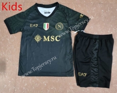 Without Patch version 2023-2024 Napoli 2nd Away Black Kids/Youth Soccer Uniform-507