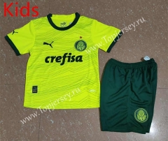 2023-2024 Palmeiras 2nd Away Fluorescent Green Kids/Youth Soccer Uniform-507