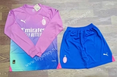 2023-2024 AC Milan 2nd Away Purple&Blue LS Soccer Uniform-709