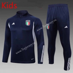 2023-2024 Italy Royal Blue Kids/Youth Soccer Tracksuit-815