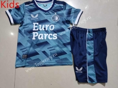 2023-2024 Feyenoord Rotterdam Away Blue Kids/Youth Soccer Uniform-507