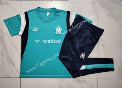 2023-2024 Olympique de Marseille Laker Blue Short-sleeved Thailand Soccer Tracksuit-815