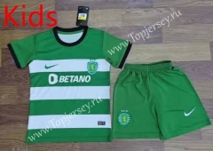 2023-2024 Sporting Clube de Portugal Home White and Green Kid/Youth Soccer Uniform-709