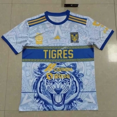 (S-4XL) 2023-2024 Tigres UANL 2nd Away White&Blue Thailand Soccer Jersey AAA-818