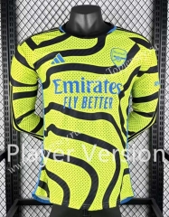 Player Version 2023-2024 Arsenal Away Fluorescent Green LS Thailand Soccer Jersey AAA-9755