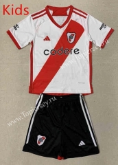 2023-2024 CA River Plate Home White Kids/Youth Soccer Uniform-AY
